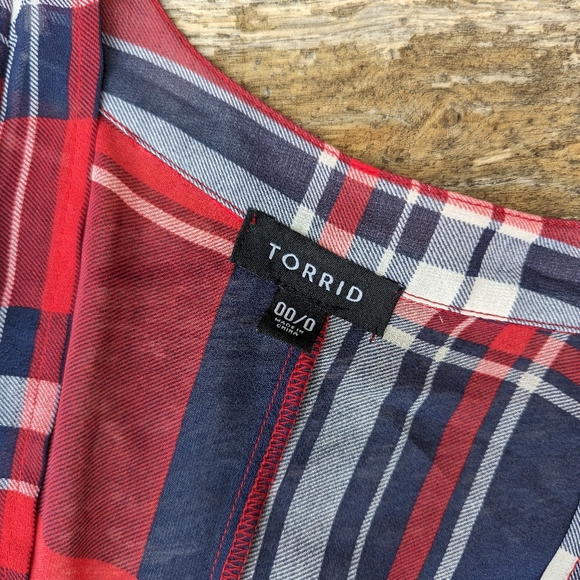 Torrid Plaid Maxi Hi Low Kimono - Picture 3 of 5